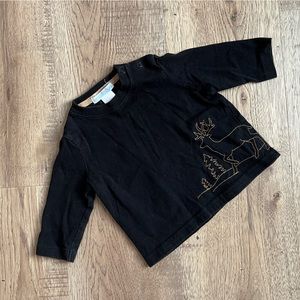 3-6M Janie & Jack L/S Black & Tan Stitched Shirt